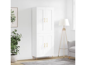 Buffet haut - bahut - meuble de rangement blanc 69,5x34x180 cm bois d'ingénierie