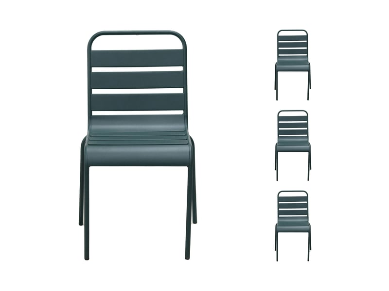  Ensemble table + 4 chaises + 2 fauteuils en métal vert sapin - baca  - Conforama D