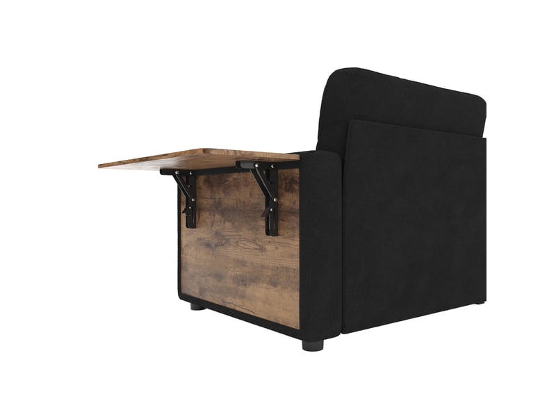 Canapé convertible 2 places en tissu noir, 2 tiroirs, tablettes réglables et porte-gobelets, style moderne - Conforama D