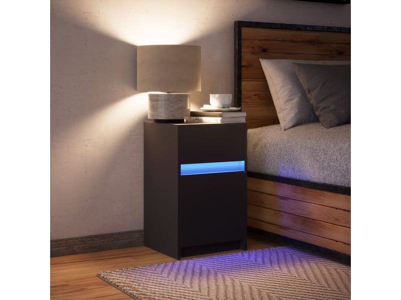  Table de chevet - cabinet de chevet - table de nuit avec lumières led noir bois d'ingénierie  - Conforama B