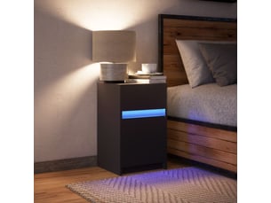 Table de chevet - cabinet de chevet - table de nuit avec lumières led noir bois d'ingénierie