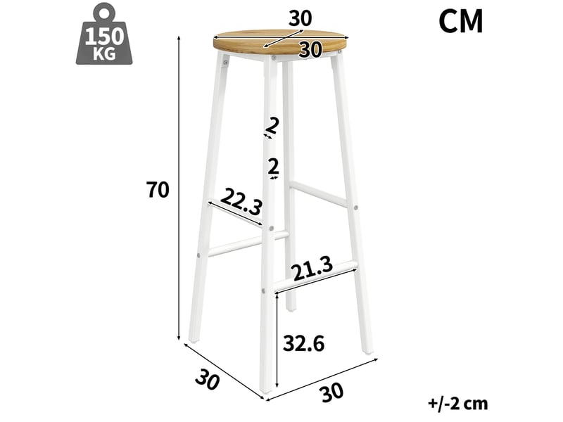  Îlot de cuisine avec 2 tabourets blanc effet bois portes vitrées et étagères réglables  - Conforama E