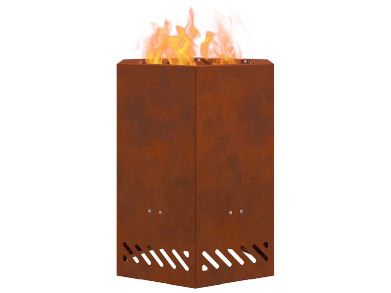 Brasero exterieur, foyer sans fumée rouillé 38x38x51 cm acier patiné shl3636  - Conforama C
