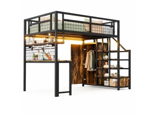 Lit mezzanine 140x200 cm <strong>MODENUIT </strong> <strong></strong> coloris noir
