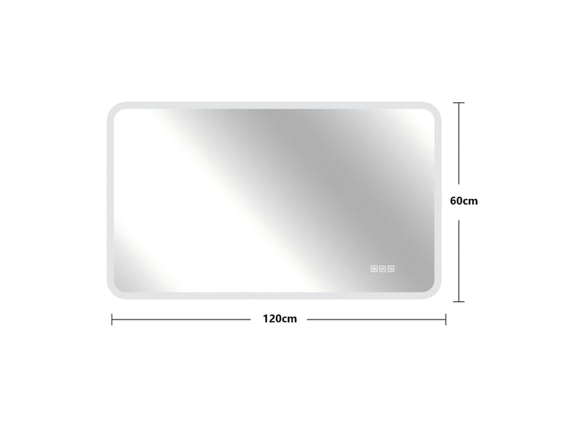  Miroir de salle de bains led 120x60 cm éclairage frontal réglable métal argenté  - Conforama E