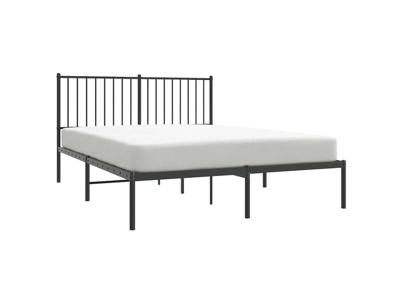  Lit double- lit adulte -  cadre de lit métal sans matelas avec tête de lit noir 135x190cm  - Conforama D