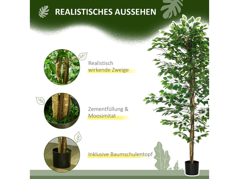 Plante artificielle ficus avec pot h 180 cm vert  - Conforama D