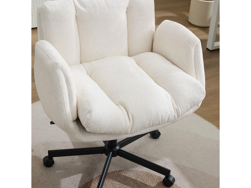  Chaise de bureau pivotante et réglable en chenille beige 57.5 x 60 x 92.5 cm DE5028BG - Conforama E