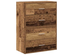 Lot de 2 armoire à tiroirs, commode avec 4 tiroirs vieux bois bois d'ingénierie