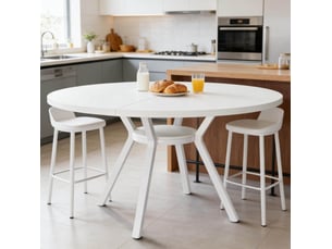 Table à manger ronde blanche 120 cm pour 4 à 6 personnes