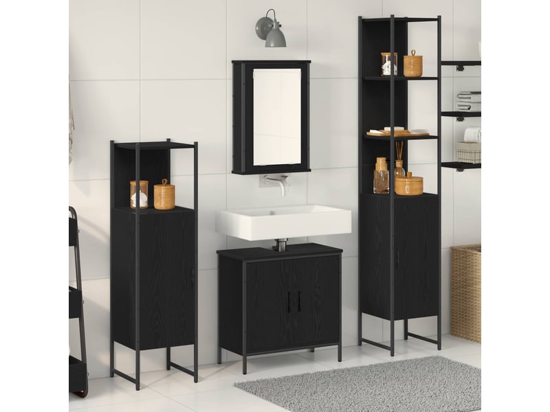 Ensemble de mobilier de salle de bain 4 pc noir cf64533 - Conforama B