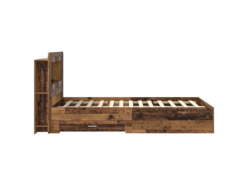 Lit double- lit adulte - cadre de lit avec rangement bois ancien 120 x 190 cm - Conforama D