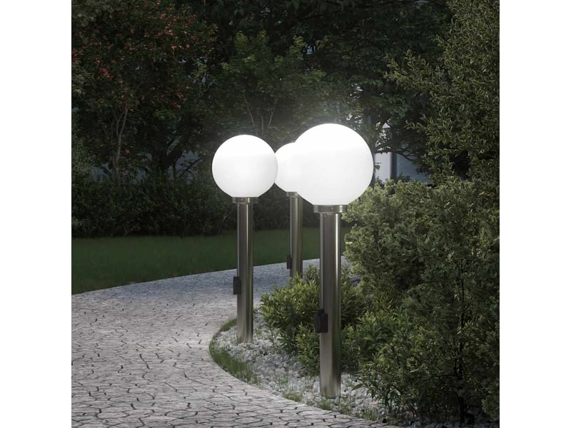  Lot de 3 borne lumineuse avec sortie 80 cm acier inoxydable ip44 shl36175  - Conforama B