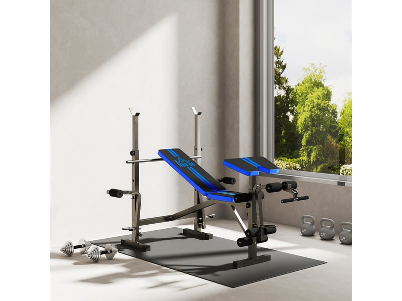  Banc de musculation avec dossier et support pour haltères réglables pour entraînement à domicile - noir  - Conforama D