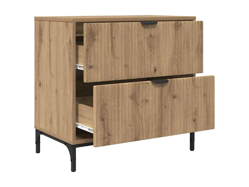Table de chevet - cabinet de chevet - table de nuit chêne artisanal 63,5 x 36 x 61 cm - Conforama D