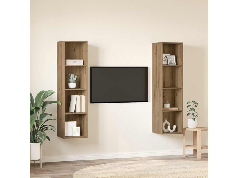 Ensemble meuble tv - banc tv - meuble de rangement 2 pcs marron bois d'ingénierie - Conforama D