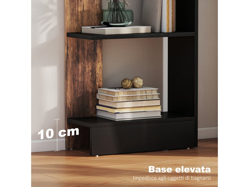  Bibliothèque moderne en bois à 5 niveaux, gain de place, 45 x 21 x 170 cm, marron et noir  - Conforama E