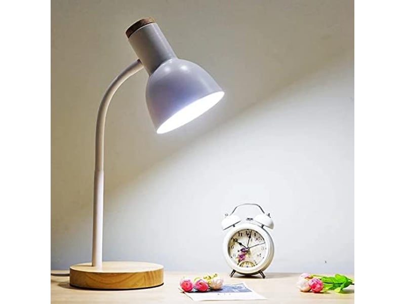  Lampe de bureau design en bois – pour bureau et chambre, blanc, ampoule non incluse  - Conforama D
