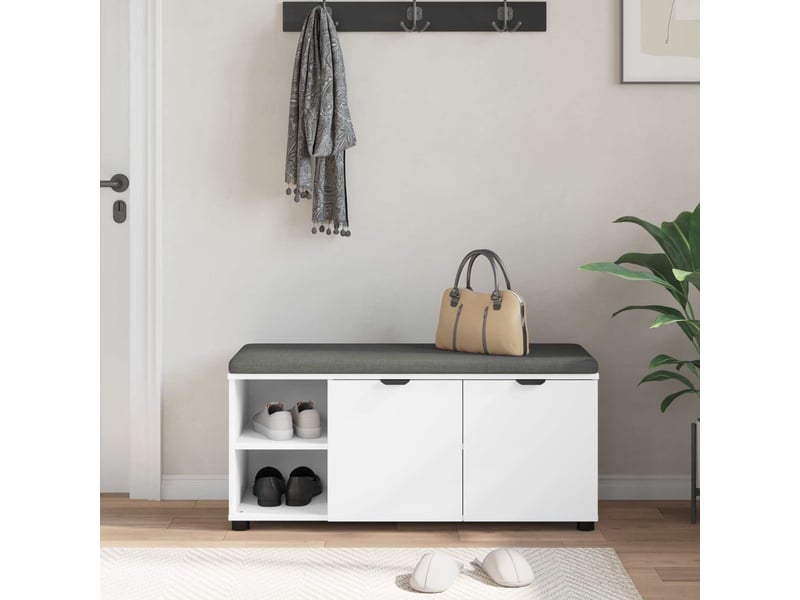 Banc d'entrée blanc 100x38x46 cm bois ingénierie et tissu shl10292  - Conforama D