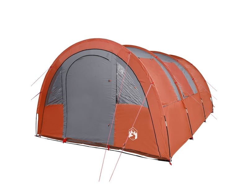 Tente de camping, tente tunnel 4 personnes gris et orange imperméable shl24094 - Conforama E
