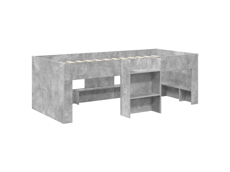  Cadre de lit élevé pour enfants - lit jeune gris béton 90 x 200 cm  - Conforama D