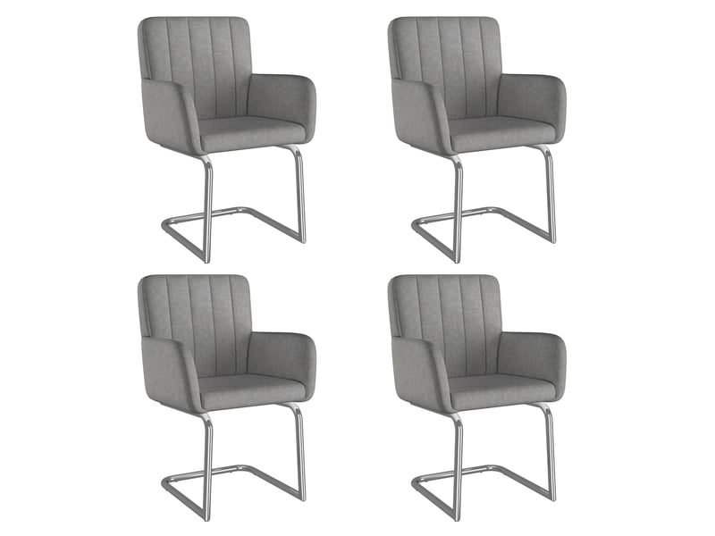  Lot de 4 chaises de salle à manger empilables en similicuir gris, pieds en métal  - Conforama A