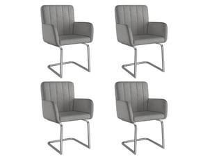 Lot de 4 chaises de salle à manger empilables en similicuir gris, pieds en métal