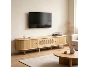 Meuble tv coloris bois clair 180 cm <strong>WISHDOR</strong> <strong></strong>
