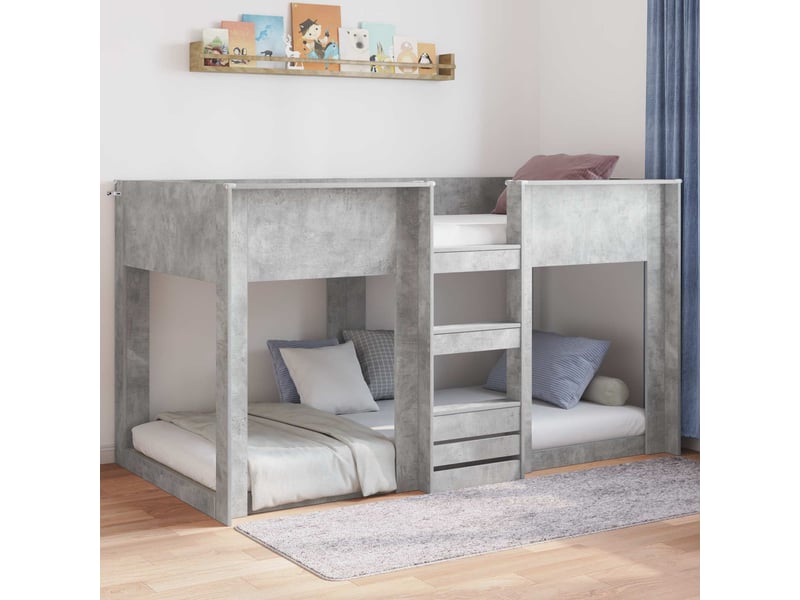 Lit simple- lit adulte -  cadre de lit surélevé gris béton 80 x 200 cm bois d'ingénierie  - Conforama C