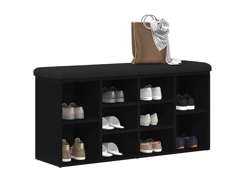 Banc à chaussures, banc de rangement chêne noir 102x32x50 cm bois d'ingénierie - Conforama C