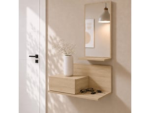 Meuble d'entrée | 1 tiroir avec miroir | console d'entrée | vestiaire | finition en couleur sonoma | 60x85,5x30cm | modèle isabela