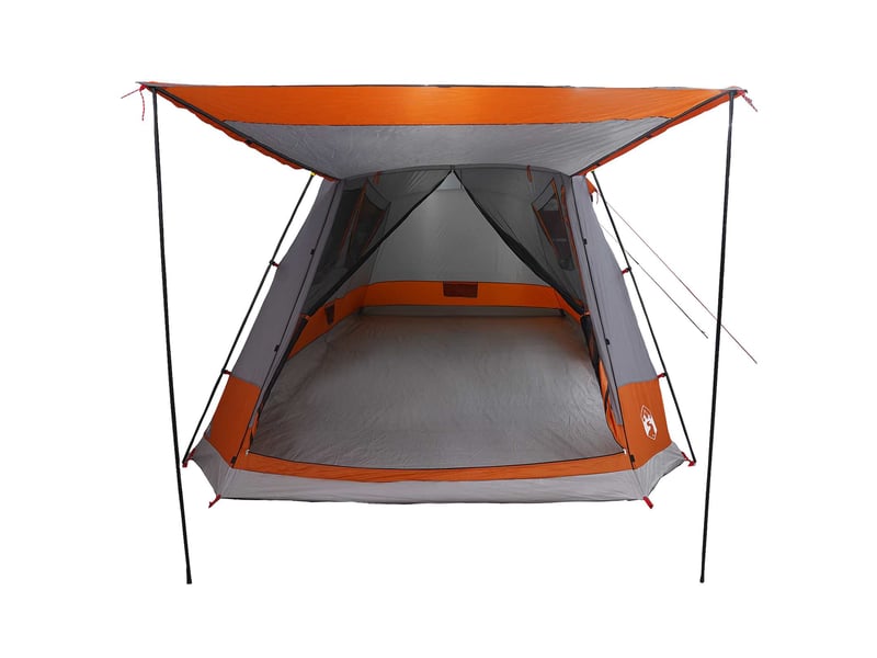 Tente de camping, tente cabane 8 personne gris et orange polyester et acier shl55273 - Conforama D