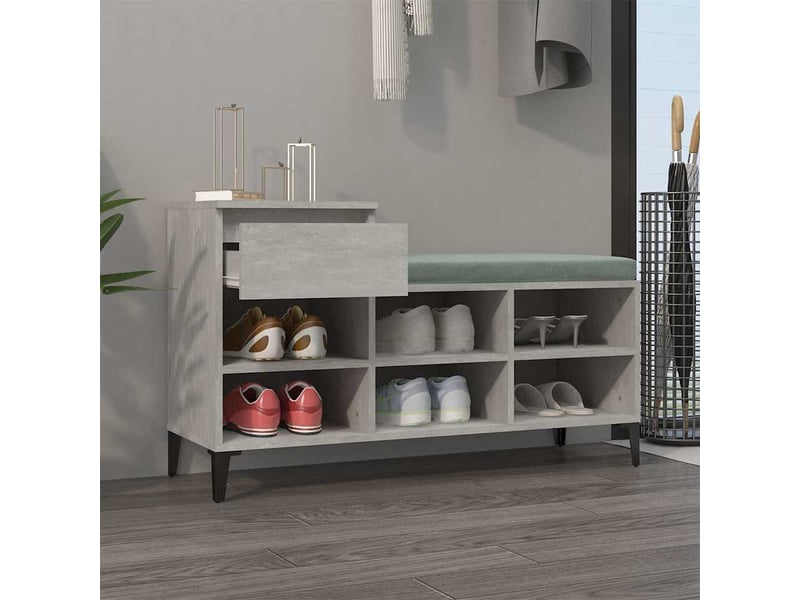  Meuble à chaussure, armoire à chaussures gris béton 102x36x60 cm bois d'ingénierie shl6308  - Conforama C