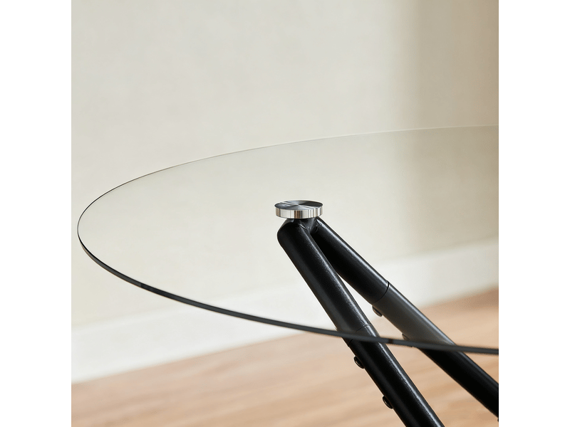 Table de salle à manger ronde,90x90x78 cm,1 à 4 personnes,verre trempé,noir - Conforama E