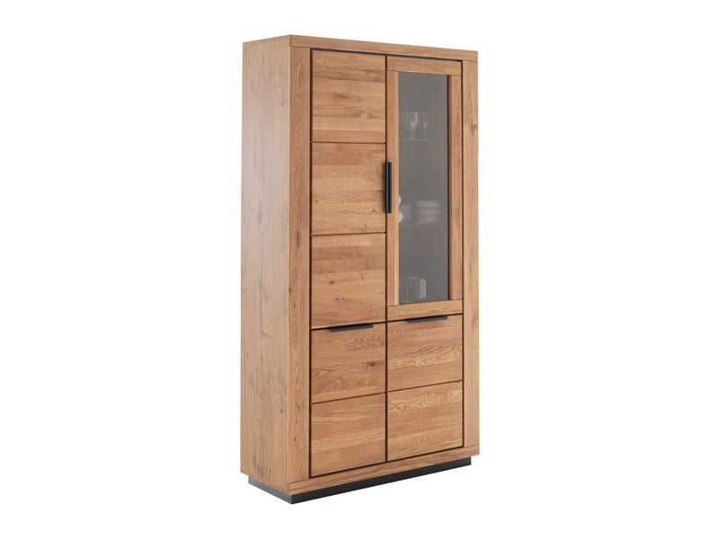  Vitrine 4 portes coloris chêne massif huilé - longueur 107 x hauteur 200 x profondeur 40 cm  - Conforama D