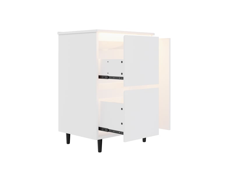 Meuble vasque blanc avec lavabo intégré, tiroirs et charnières amorties 61 cm - Conforama D