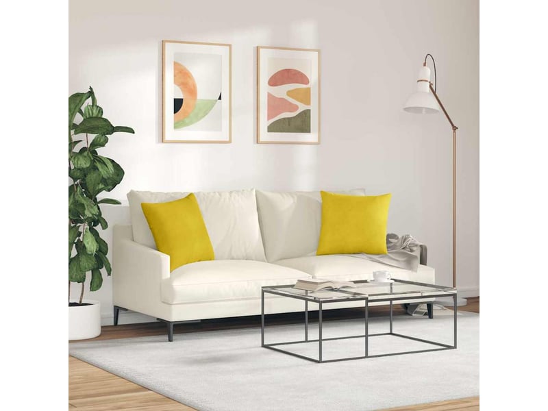  Lot de 2 coussins de canapé, coussins décoratifs jaune 45 x 45 cm cf59104  - Conforama D