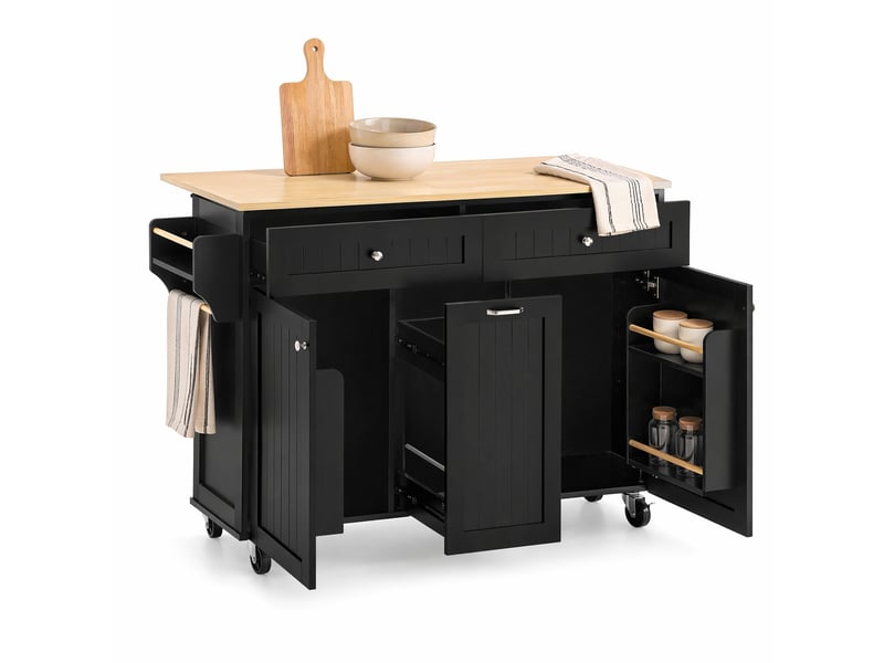  Îlot de cuisine 140x40x92 cm plateau extensible mdf noir et naturel  - Conforama A