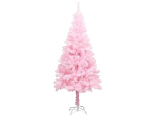 Sapin de noël, arbre de noël artificiel pré-éclairé et boules rose 120 cm pvc