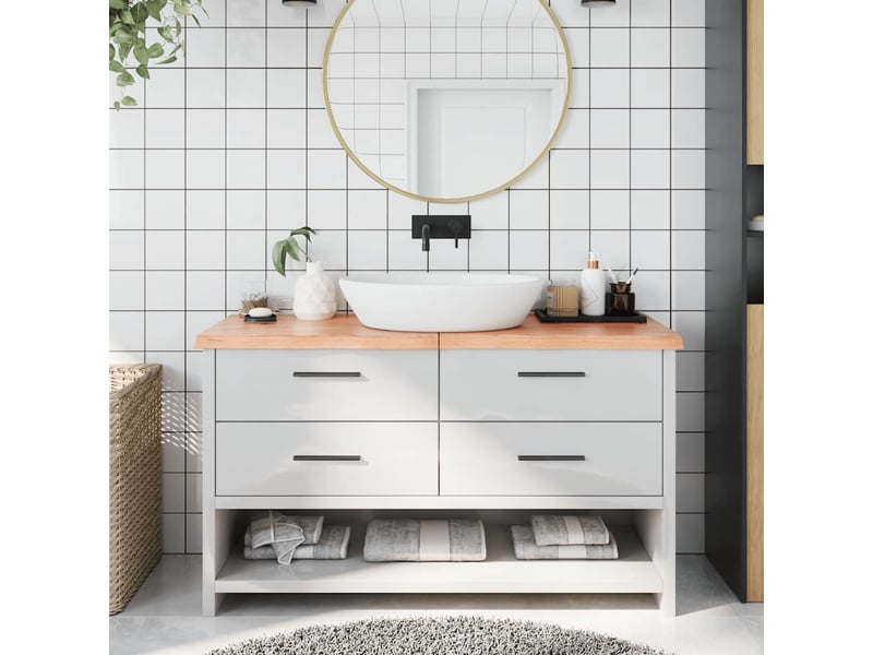  Comptoir de salle de bain, plan de travail marron 140x50x(2-4) cm bois traité cf65793  - Conforama B