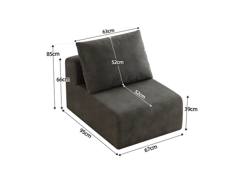  Canapé 1 place gris foncé fauteuil en tissu chenille mousse haute élasticité 67x95x85cm  - Conforama C