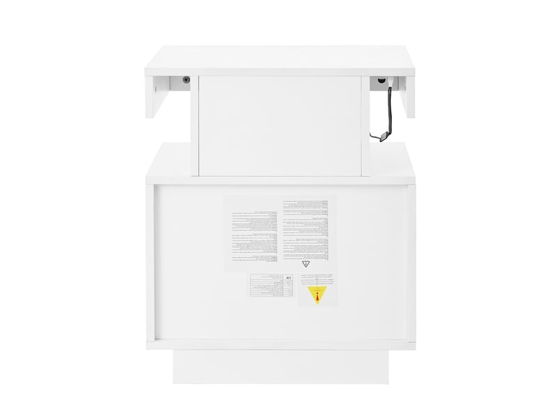  Table de chevet 100x40x60 cm avec éclairage led et 2 tiroirs, panneau de particules, blanc  - Conforama E