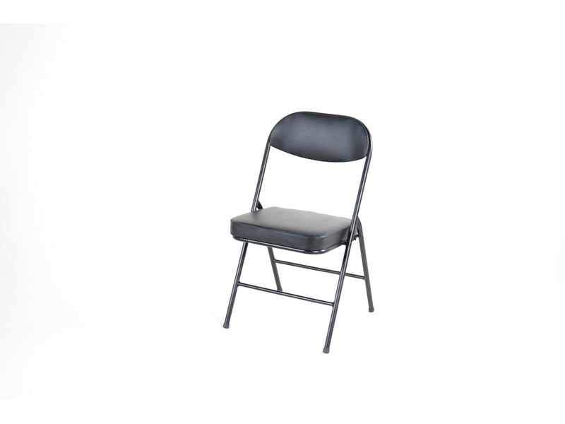 Chaise pliante lot de 4 avec assise rembourrée, structure en acier et patins antidérapants, noir - Conforama E