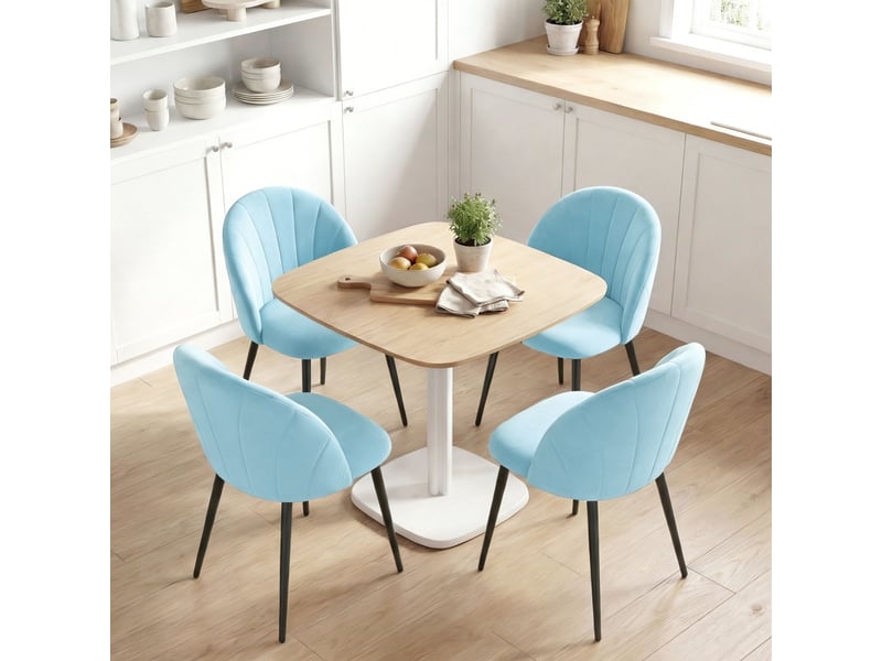  Talo chaises de salle à manger velours dossier coquillage bleu azur  - Conforama E