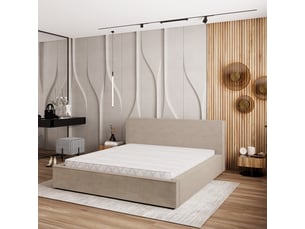 Lit coffre 200x200 cm <strong>MASSENO</strong> <strong></strong> coloris beige