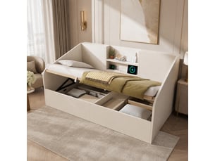 Lit banquette 90x190 cm FLORAGRACE coloris blanc
