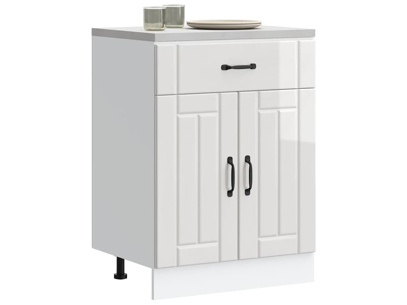 Meuble de rangement, armoire de cuisine lucca blanc brillant bois ingénierie shl1136 - Conforama B