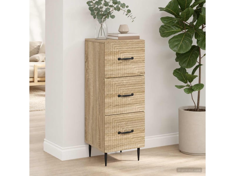  Armoire de rangement bureau, armoire à tiroirs chêne sonoma 33 x 34,5 x 89,5 cm  - Conforama D