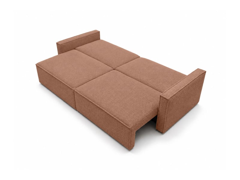  Farah - canapé droit 3 places convertible accoudoirs slim en tissu bouclettes texturées  - Conforama C