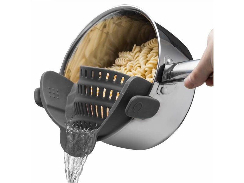  Passoire-tamis de cuisine en silicone avec poignée – suspendue, grise  - Conforama A